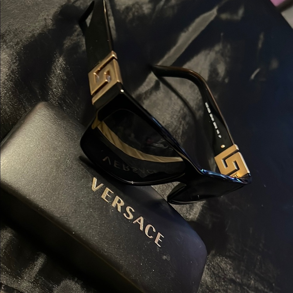 Versace Black Sunglasses with Gold Accents